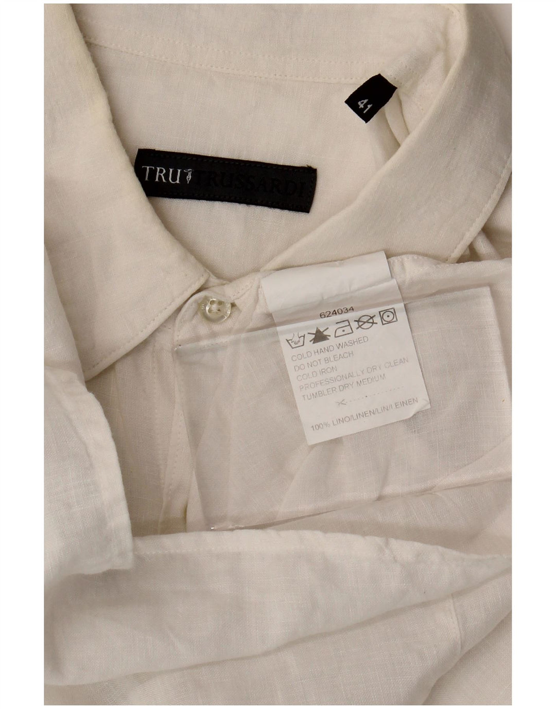 Trussardi Chemise à manches courtes homme taille 41 grand lin blanc