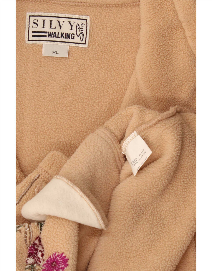Silvy Veste polaire surdimensionnée pour femme UK 18 XL Beige Floral Polyester