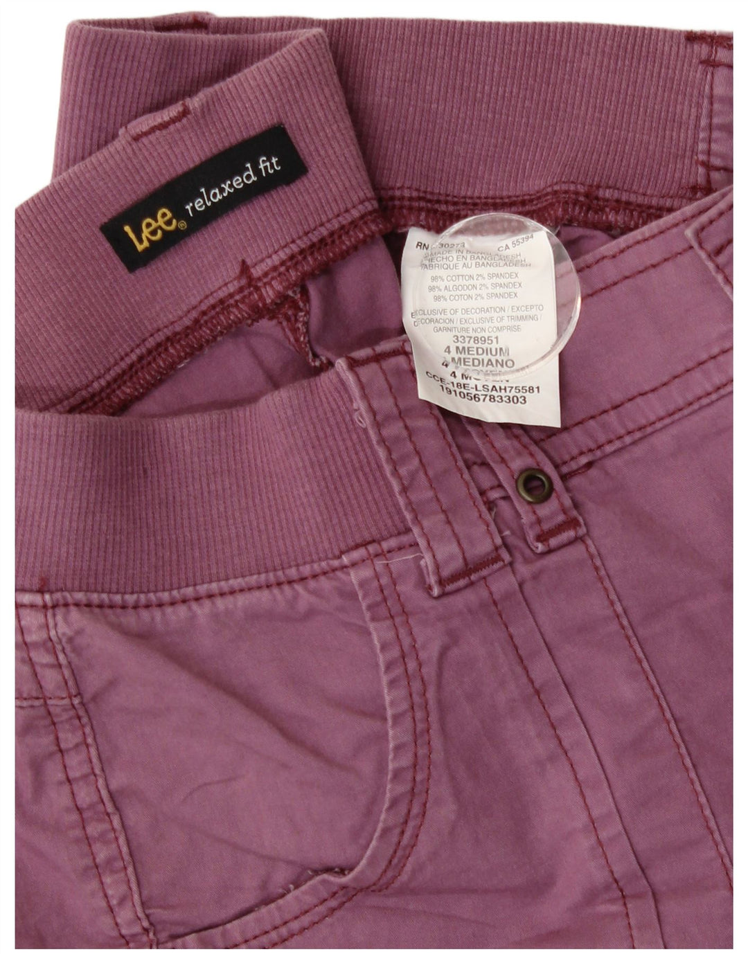 Lee Short décontracté pour femme Coupe décontractée US 4 Small W28 Violet Coton