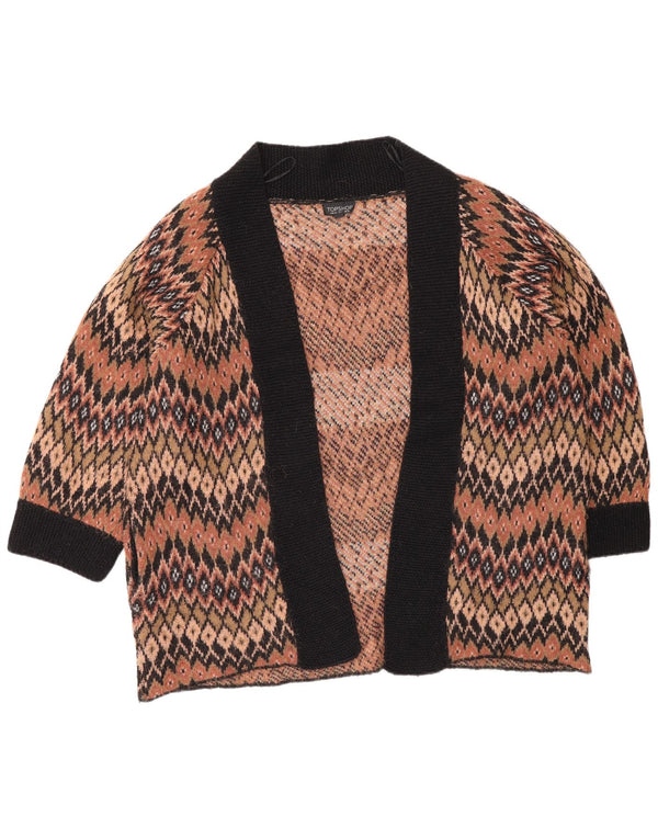 Topshop Cardigan ouvert surdimensionné pour femme UK 12 Marron moyen géométrique