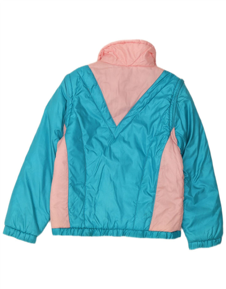 veste coupe-vent femme vintage IT 44 Polyester colorblock bleu moyen
