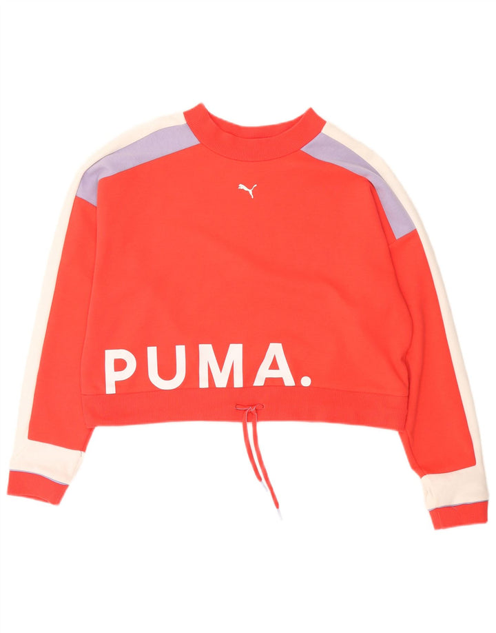 Puma Sweat-shirt Crop Graphic pour femme UK 14 Rouge moyen Colourblock