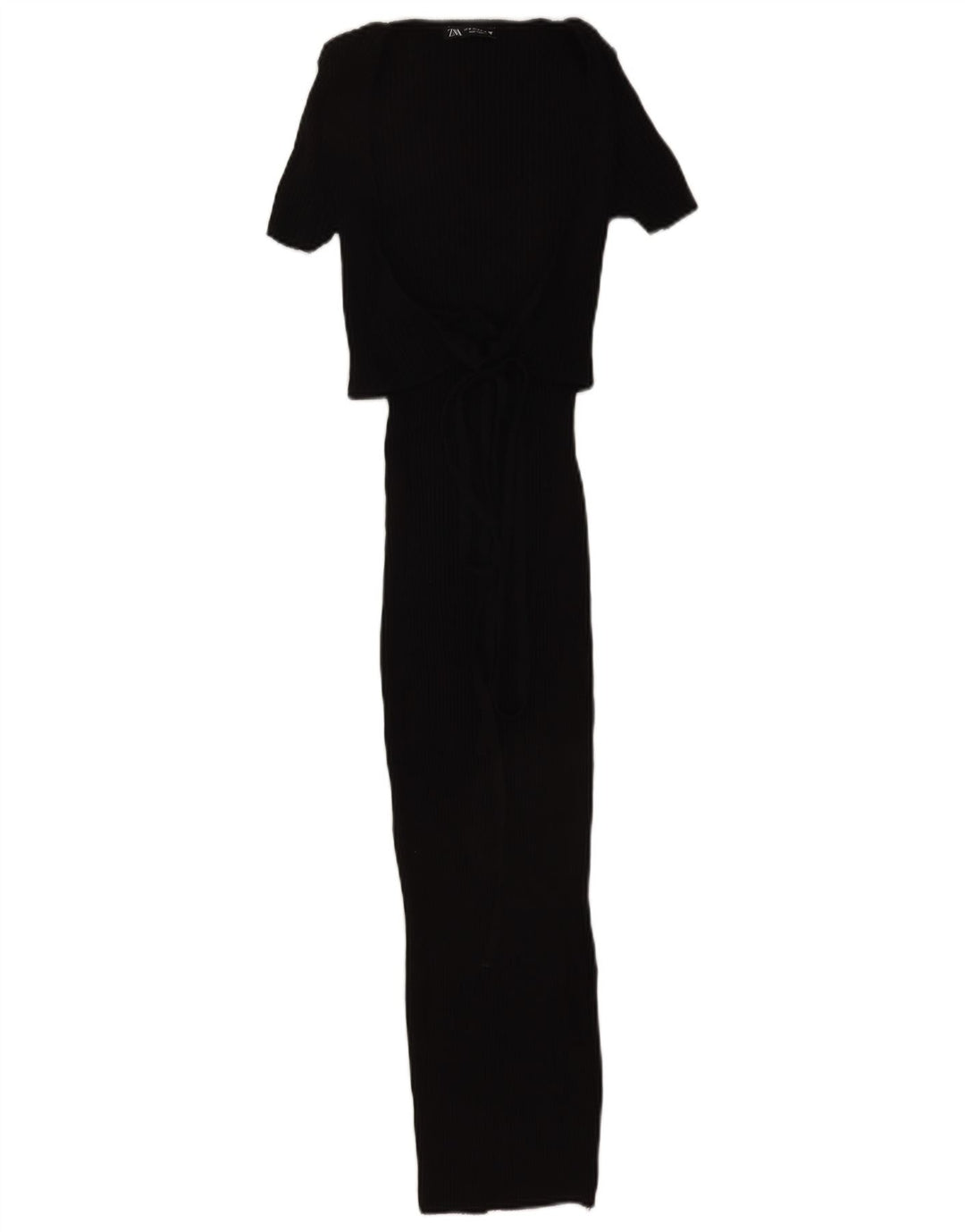 Zara Robe Maxi Femme UK 12 Coton Noir Moyen