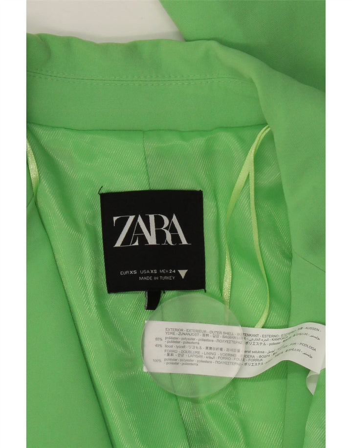 Zara Veste blazer surdimensionnée à 1 bouton pour femme UK 6 XS Vert Polyester