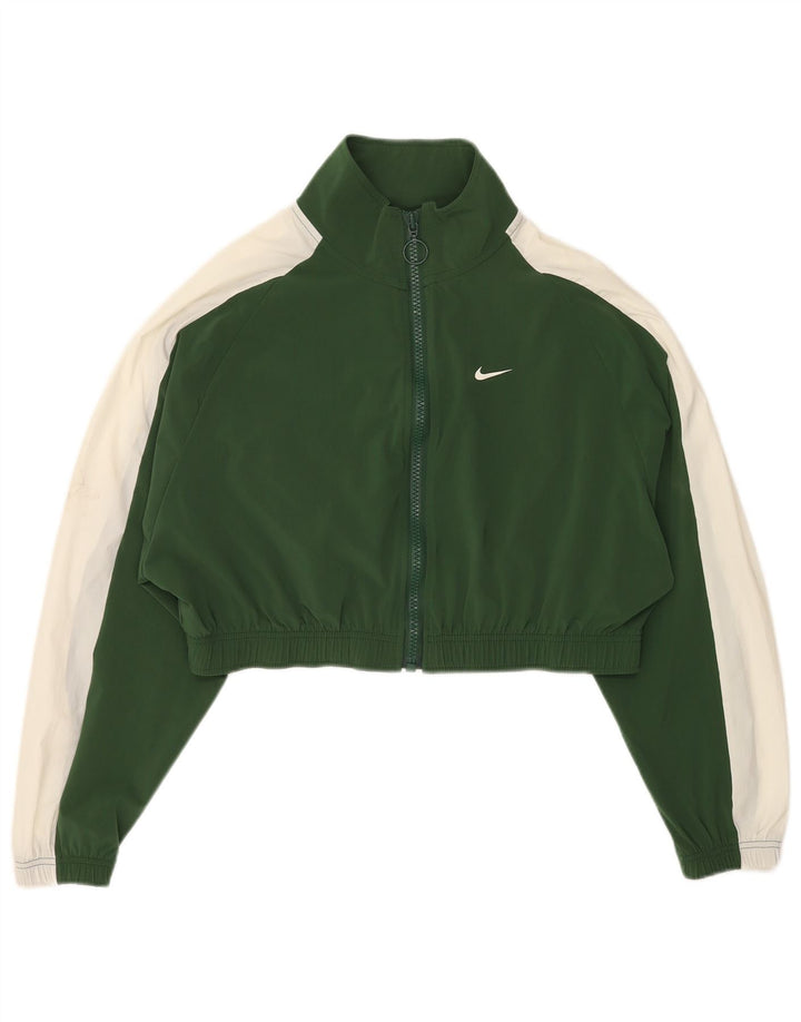 Nike Veste de survêtement courte pour femme UK 10 Small Vert Colourblock