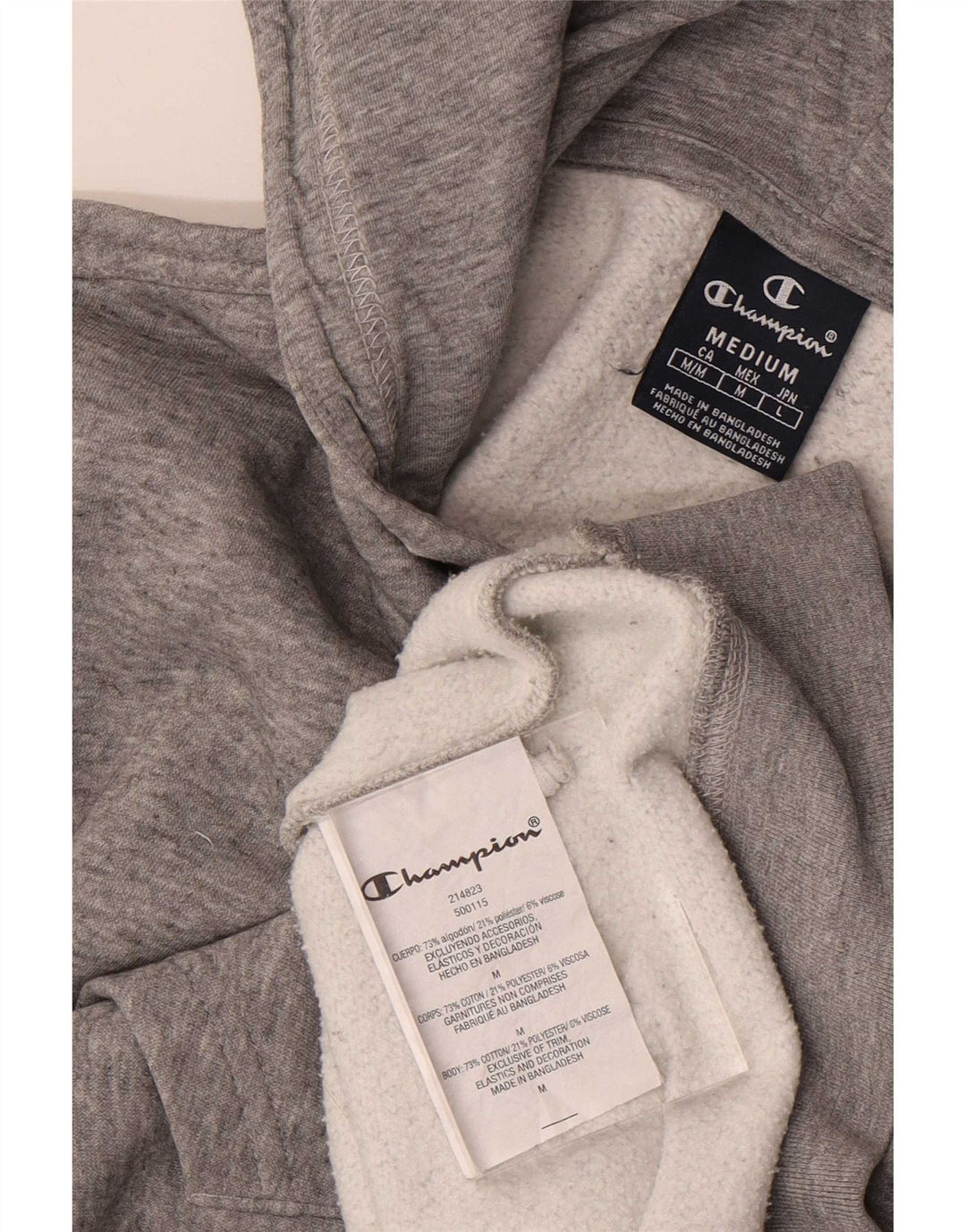 Champion Pull à Capuche Zippé Homme Gris Moyen Coton