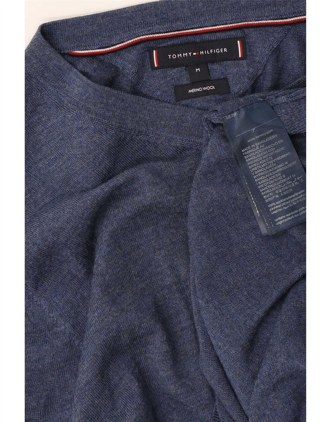Tommy Hilfiger Pull Col V Homme Bleu Moyen Laine Mérinos