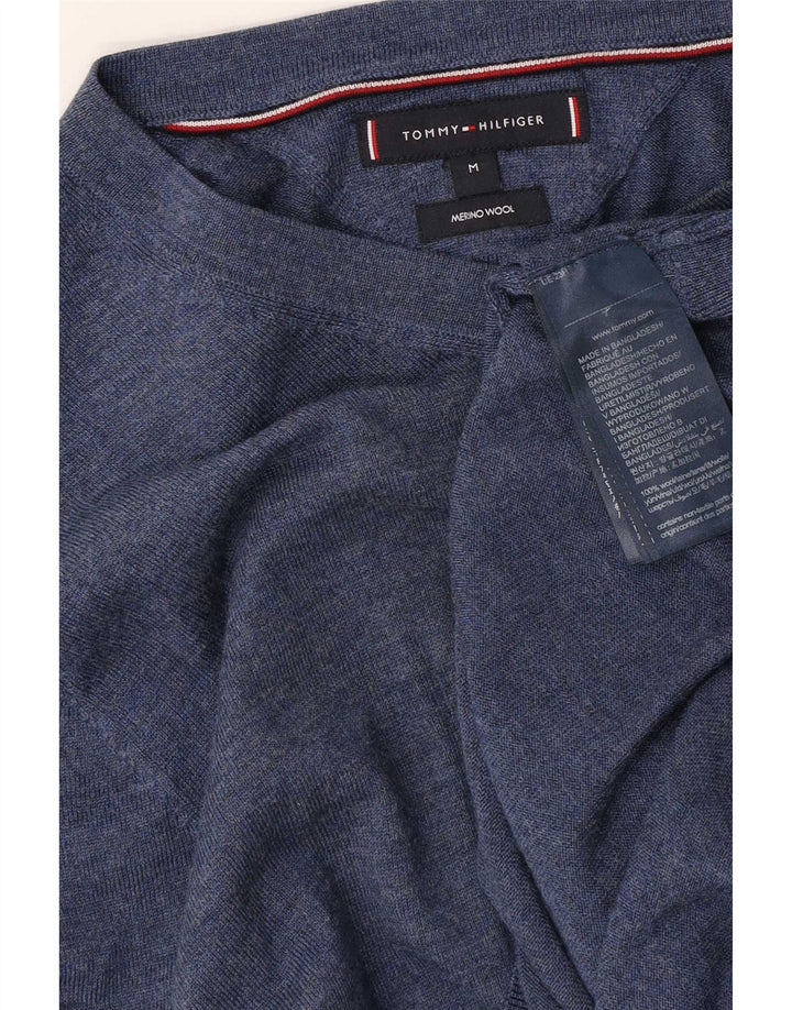 Tommy Hilfiger Pull Col V Homme Bleu Moyen Laine Mérinos