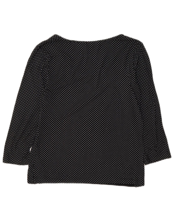 Hobbs Haut Femme Manches 3/4 UK 10 Petit Viscose À Pois Noir