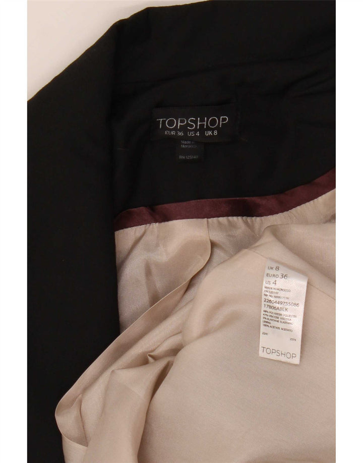 Topshop Veste Blazer Ouverte Femme UK 8 Petit Noir Polyester