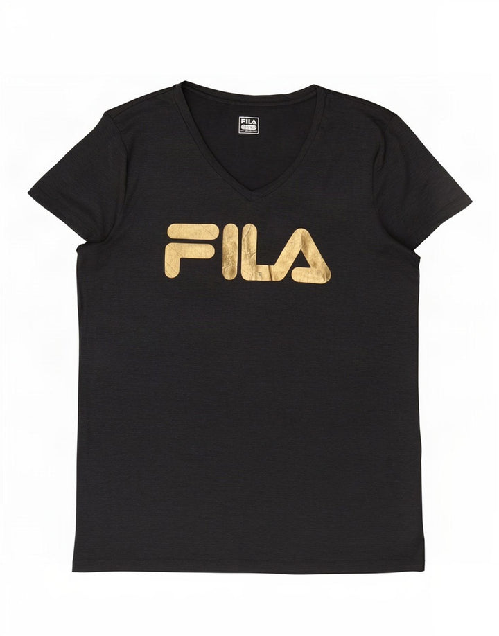 Fila Womens Graphic T-Shirt Top UK 16 Large Gris Moucheté Polyester