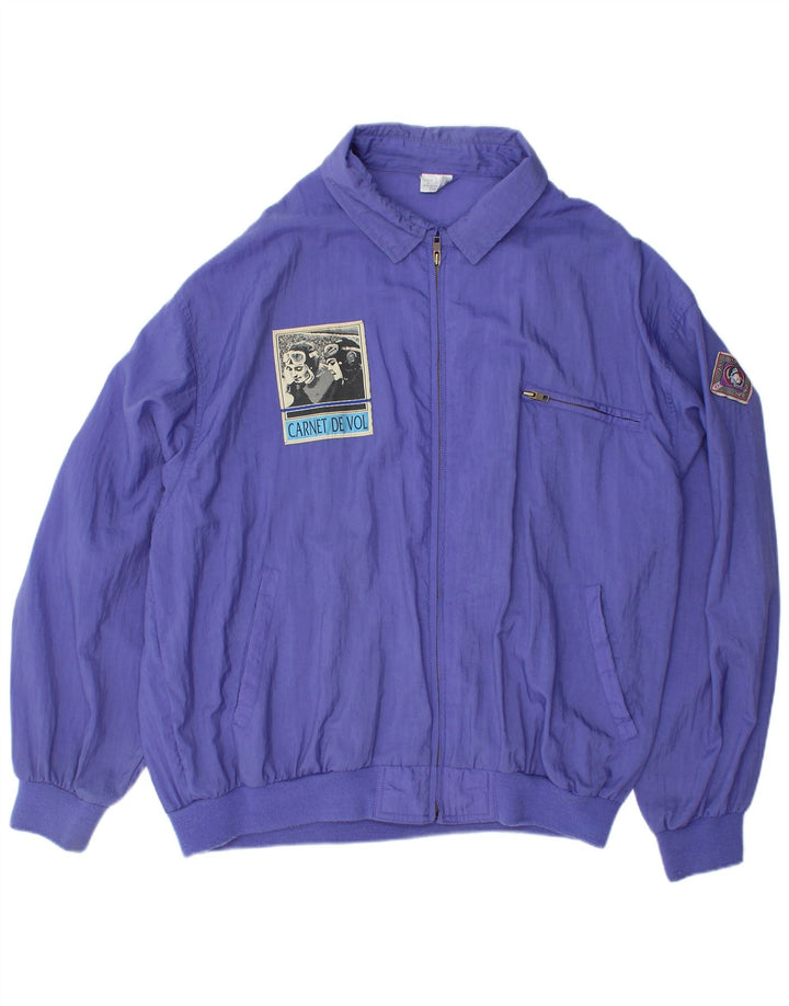VINTAGE Veste Bomber Homme IT 56 3XL Violet Polyamide