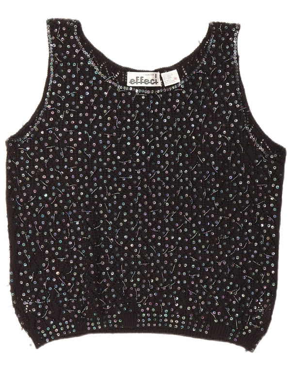 Effeci Womens Crop Vest Débardeur UK 14 Moyen Noir Acrylique