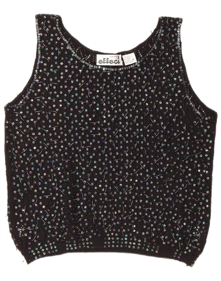 Effeci Womens Crop Vest Débardeur UK 14 Moyen Noir Acrylique