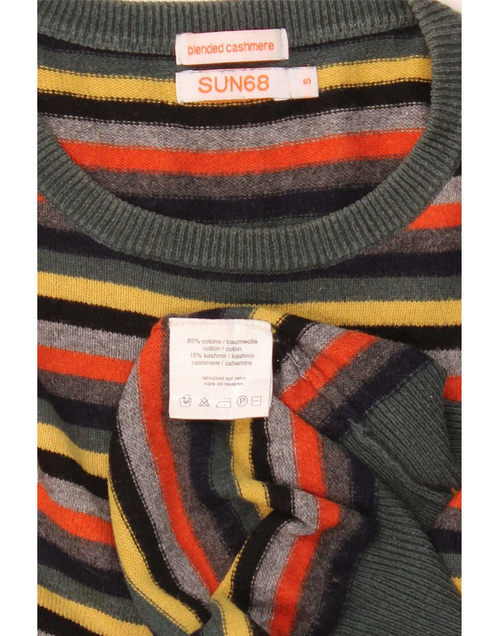 Sun68 Pull col rond pour homme en coton rayé multicolore