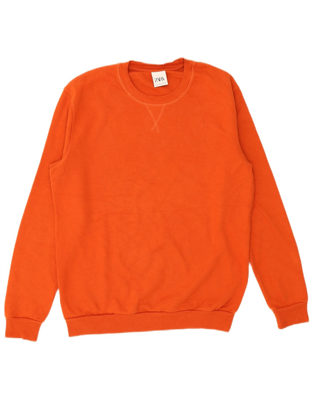 Zara Mens Sweatshirt Jumper Large Orange Coton