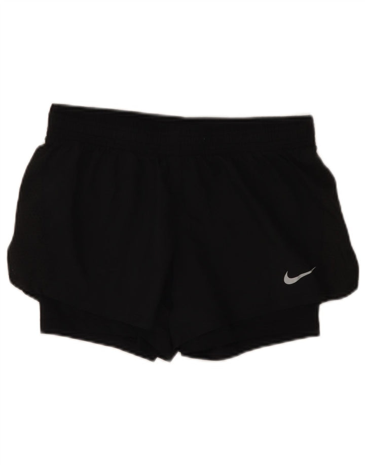 NIKE Short de sport Dri Fit pour femme UK 10 Petit Noir Polyester