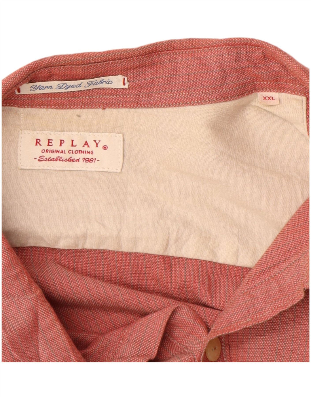 REPLAY Chemise Homme 2XL Rouge Carreaux Coton