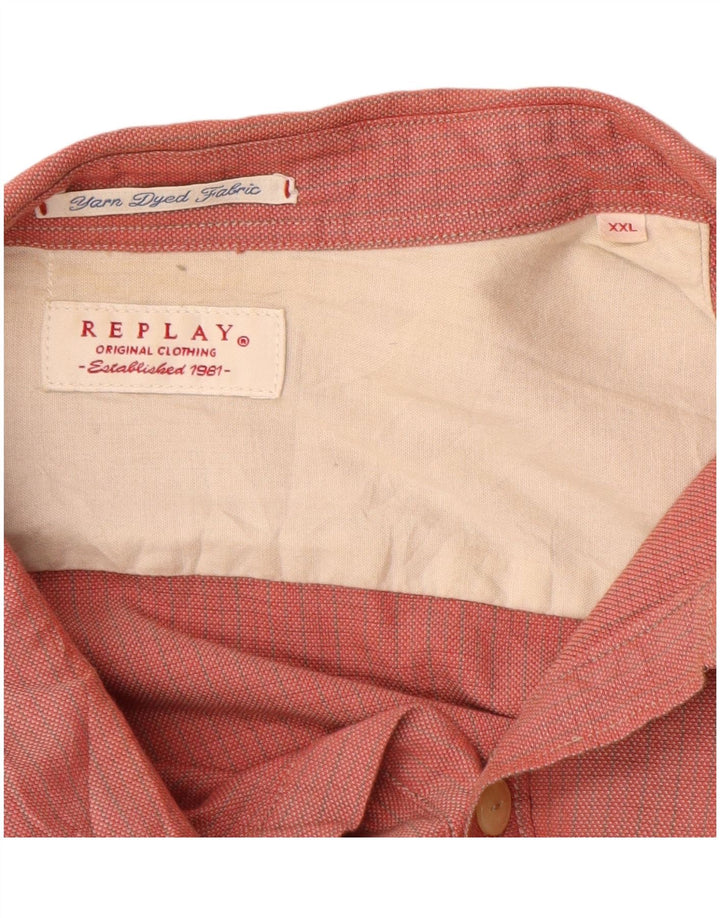 REPLAY Chemise Homme 2XL Rouge Carreaux Coton