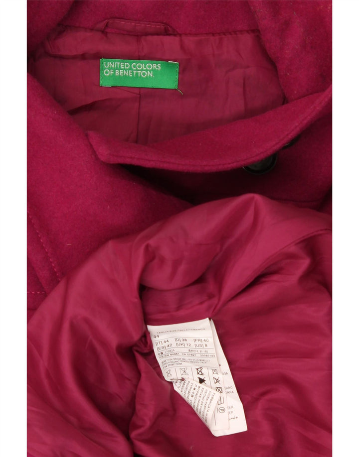 BENETTON Womens Double Breasted Coat UK 12 Medium  Burgundy Wool Vintage Benetton and Second-Hand Benetton from Messina Hembry 