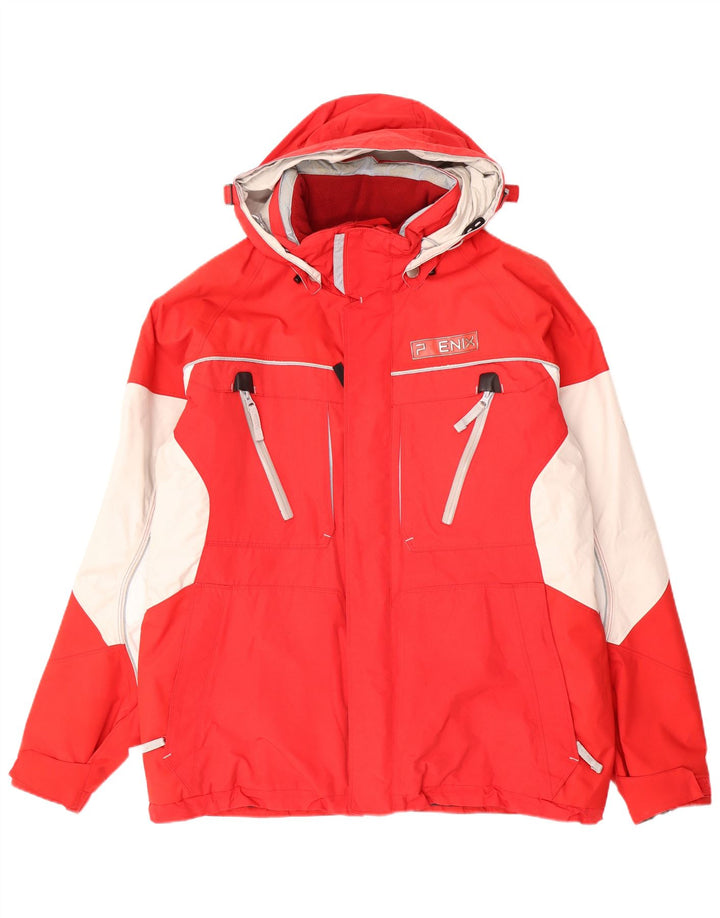 Phenix Veste de ski à capuche pour homme UK 40 Large Rouge Colorblock Nylon