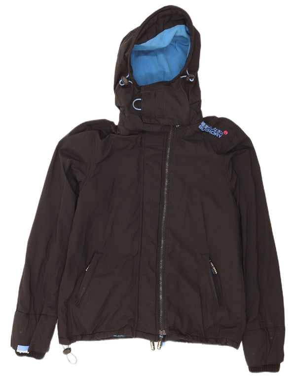 Superdry Veste coupe-vent à capuche Windcheater pour femme UK 14 Large Noir