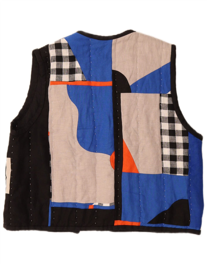 Mossom Gilet matelassé ouvert fait main pour femme UK 18 XL Patchwork multicolore