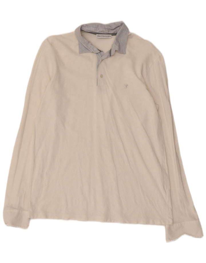 TRUSSARDI Polo de Rugby à Manches Longues pour Femme UK 18 XL Coton Blanc