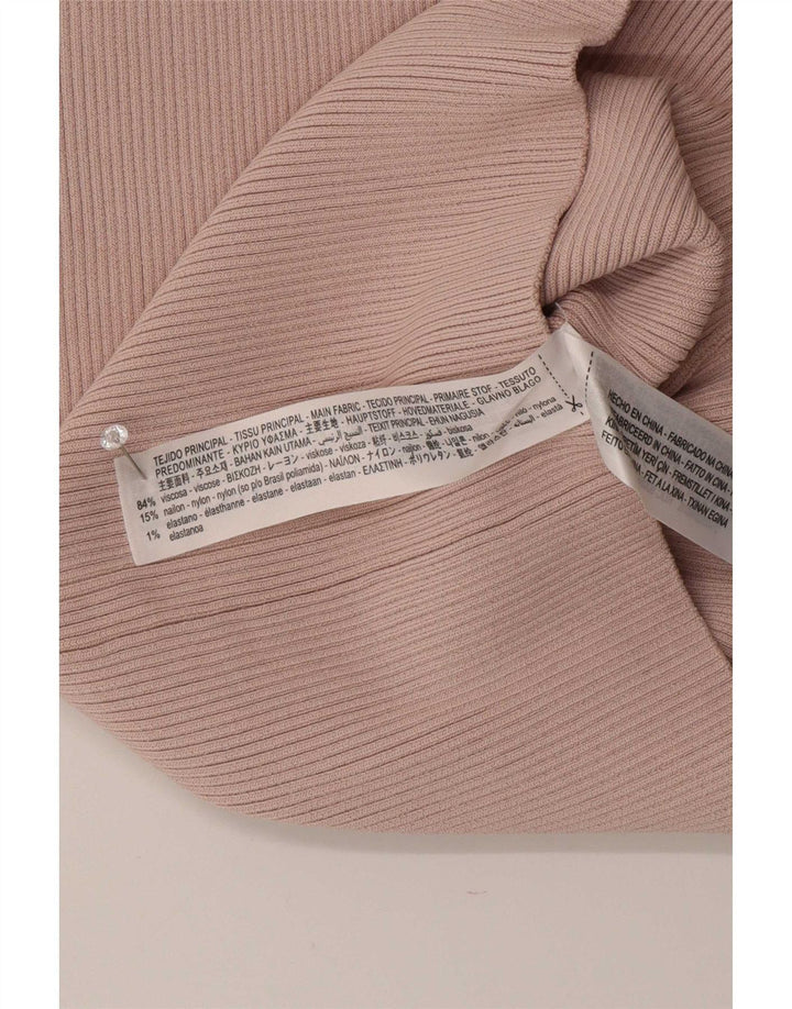 Zara Femme Haut Court Une Épaule UK 8 Petite Viscose Rose