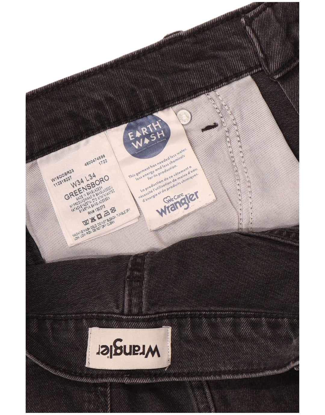 Wrangler Jean Droit Greensboro W34 L34 Homme Gris Coton