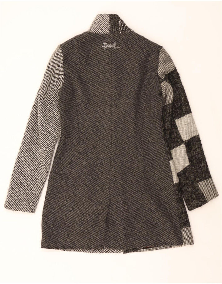 DESIGUAL Womens Overcoat EU 36 Small Grey Patchwork Vintage Desigual and Second-Hand Desigual from Messina Hembry 