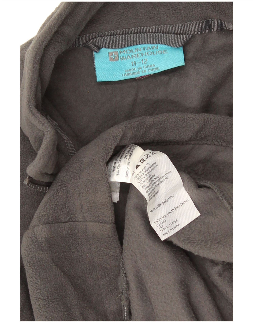 Mountain Warehouse Veste Polaire Liner Fille 11-12 ans Gris Polyester