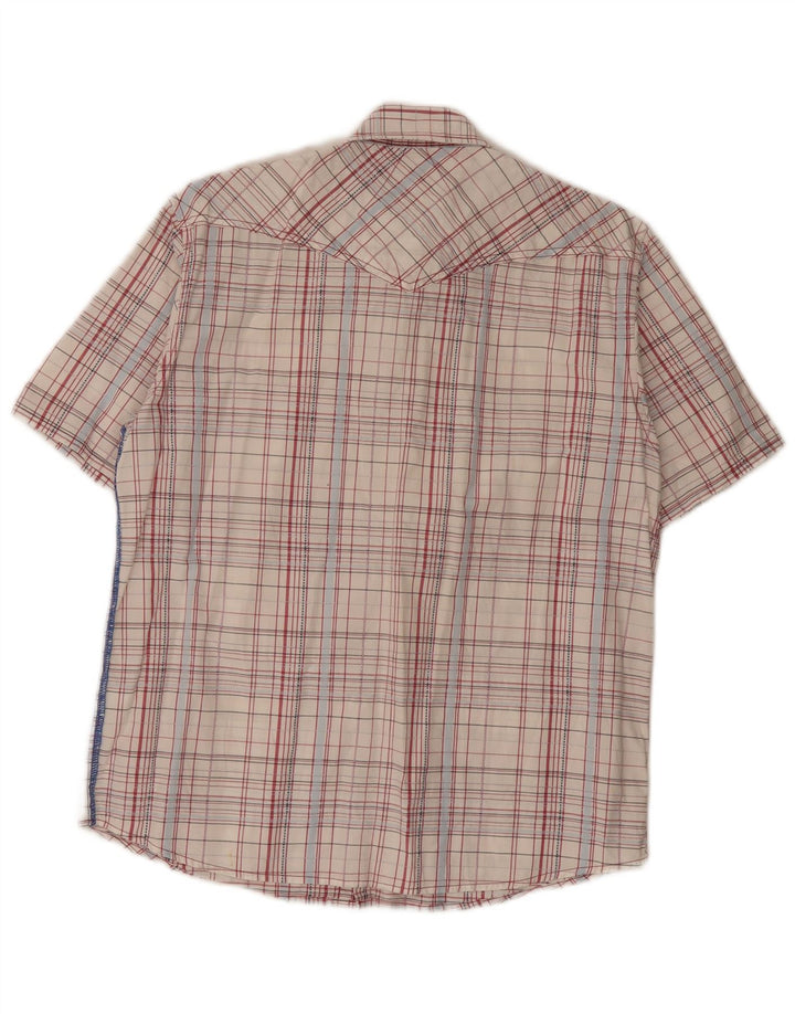 Wrangler Chemise à manches courtes pour homme Coupe classique en coton à carreaux Blanc moyen