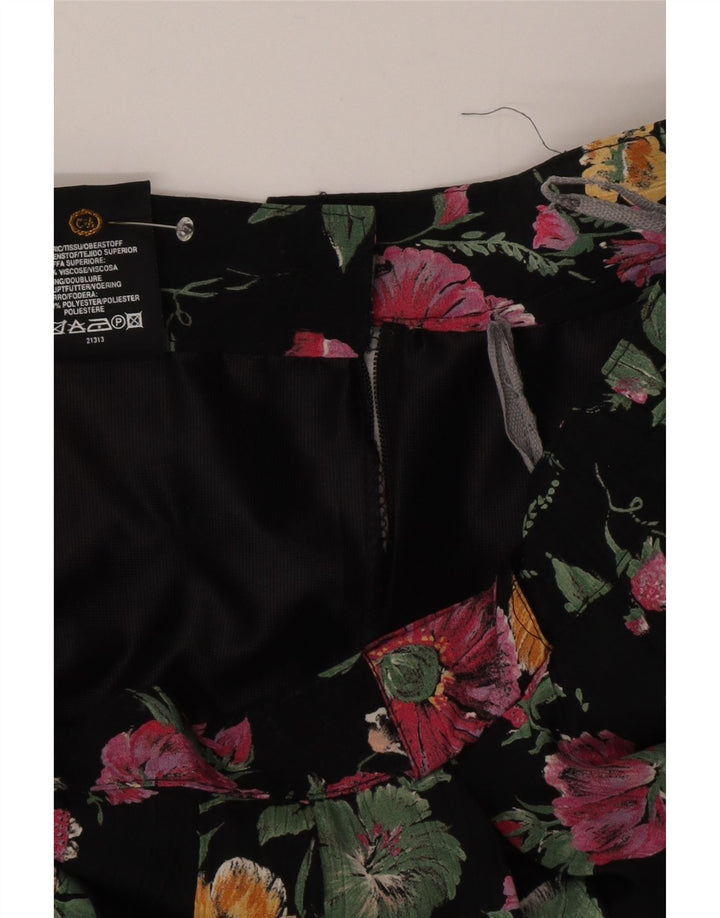 C&A Femme Jupe Plissée W30 Viscose Florale Noir Moyen