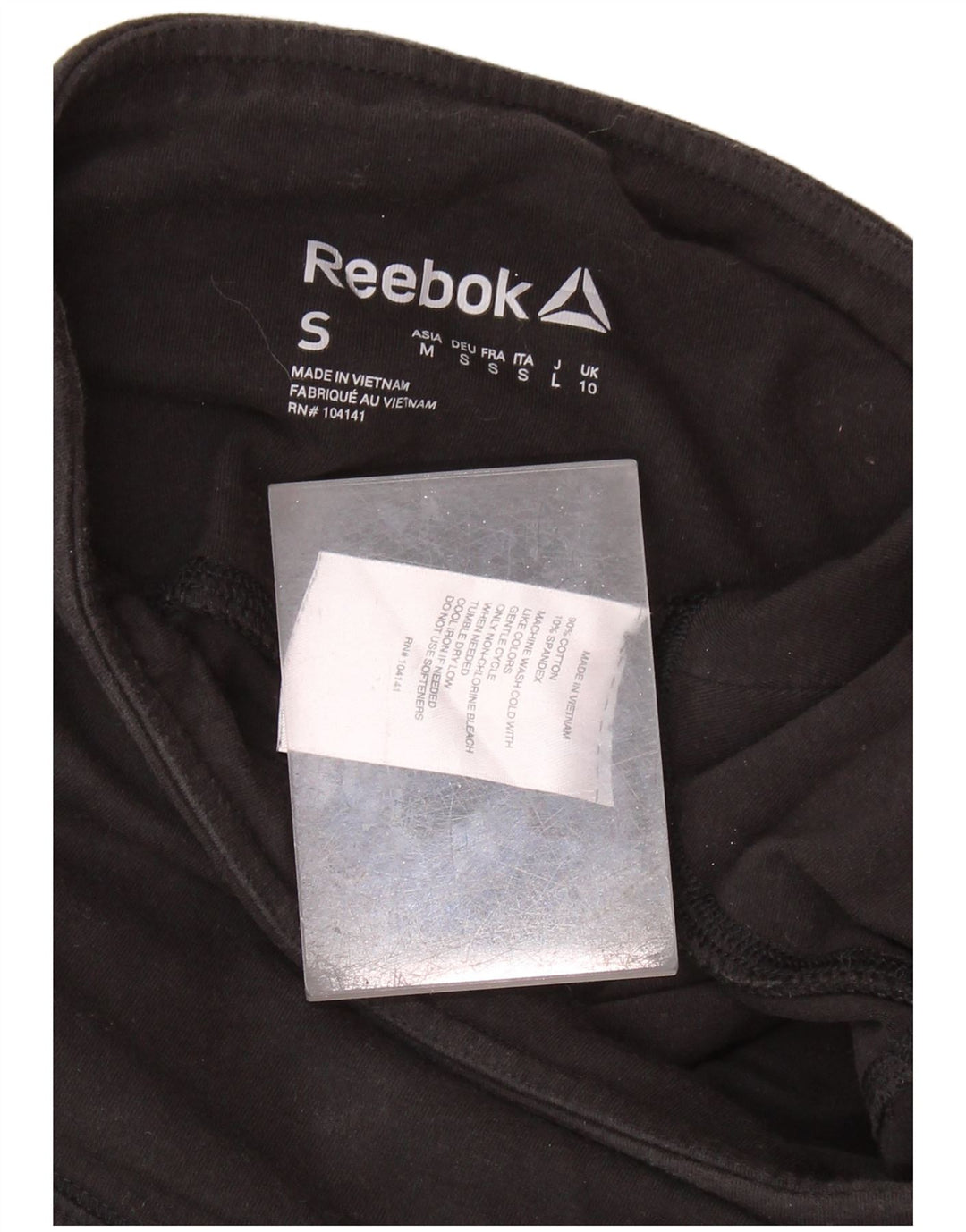 REEBOK Leggings Femme UK 10 Petit Noir Colorblock Coton