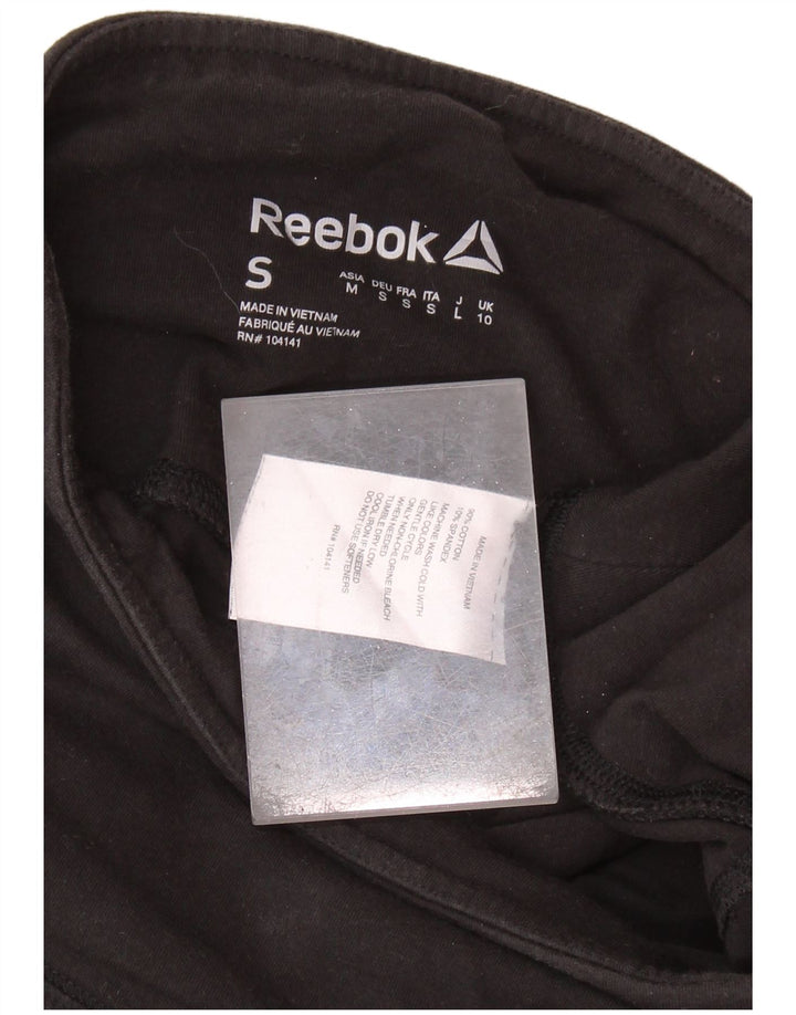 REEBOK Leggings Femme UK 10 Petit Noir Colorblock Coton