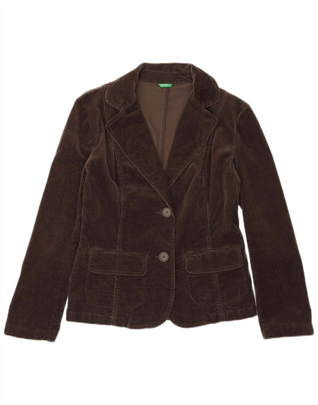 BENETTON Veste blazer en velours côtelé pour femme à 2 boutons IT 48 XL en coton marron