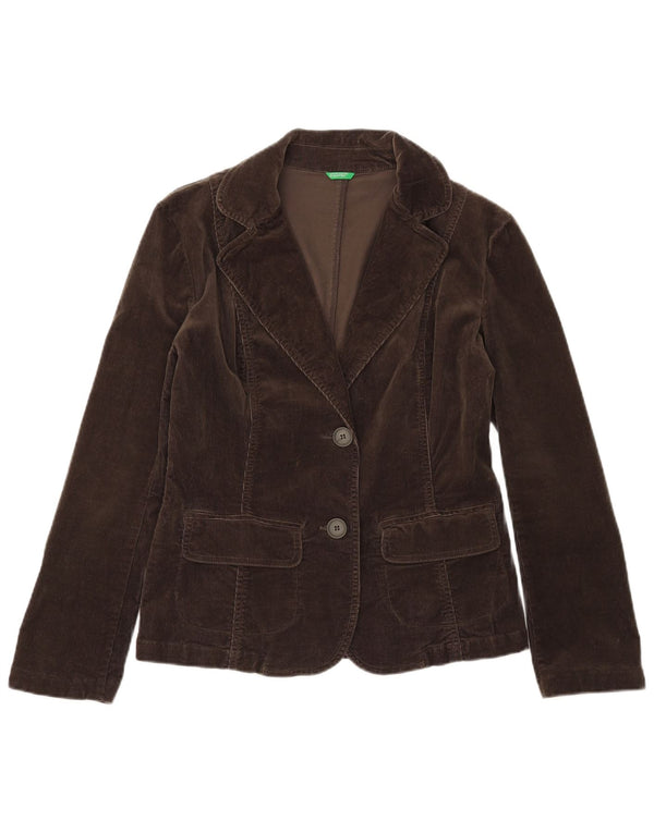 BENETTON Veste blazer en velours côtelé pour femme à 2 boutons IT 48 XL en coton marron