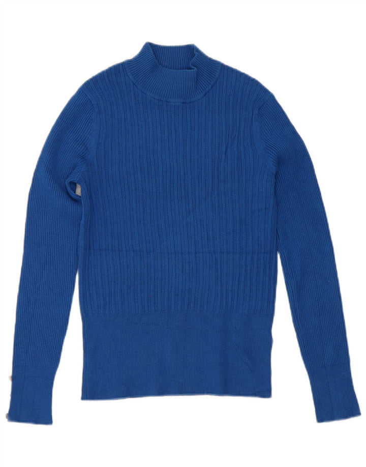 Marks & Spencer Pull col roulé pour femme UK 10 Small Bleu Viscose