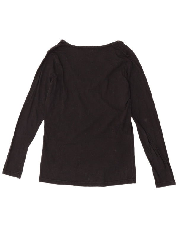 Desigual Haut graphique à manches longues pour femme UK 44 Grand cœur en coton noir