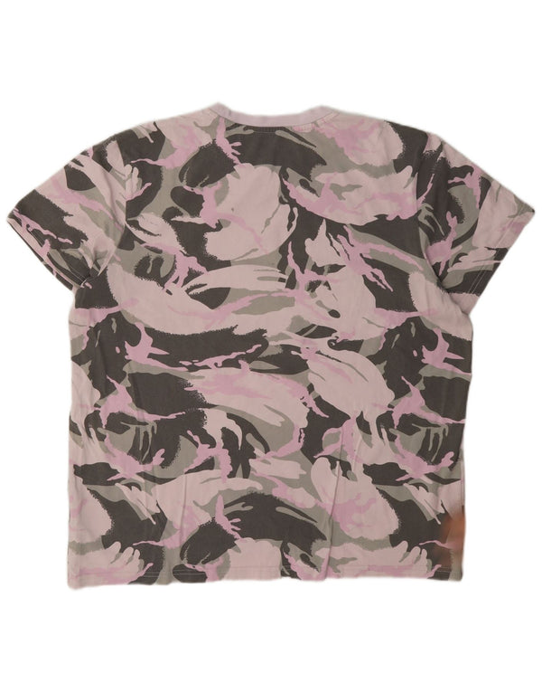 Adidas T-Shirt Femme Top UK 20/22 XL Coton Camouflage Multicolore