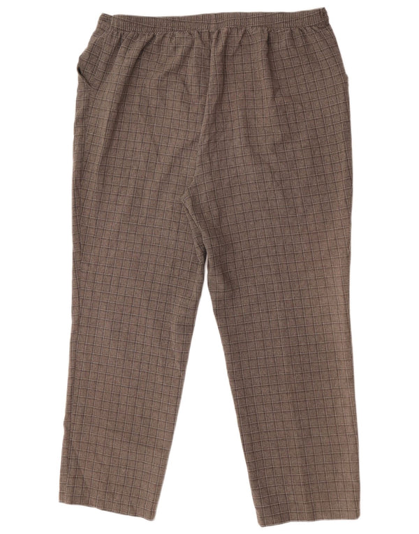 Marks & Spencer Pantalon Chino Femme UK 20 2XL W38 L28 Marron à Carreaux