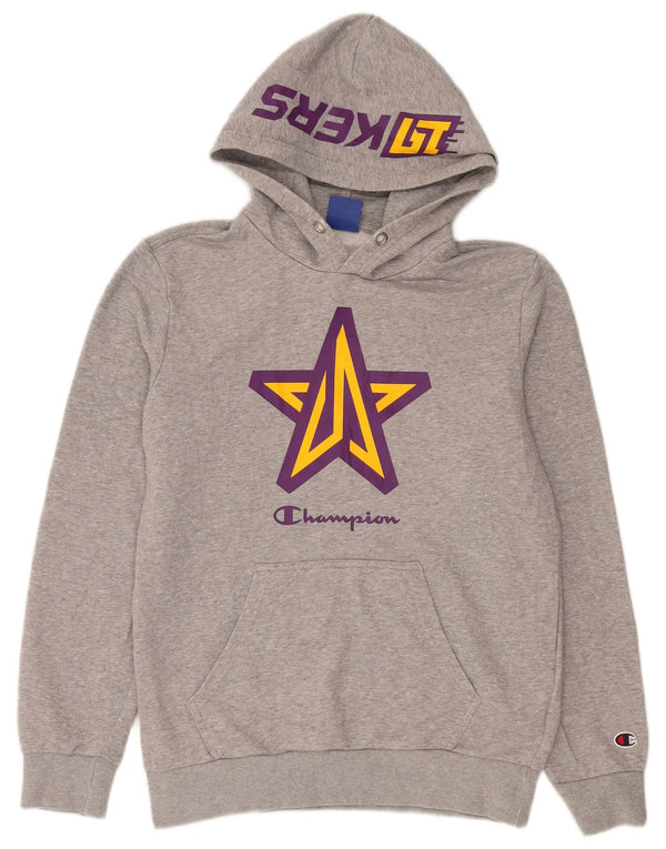 Champion Pull à Capuche Graphique Los Angeles Lakers Homme Gris Moyen Moucheté