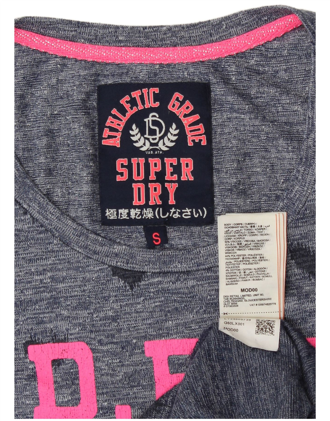 Superdry Haut graphique à manches longues pour femme UK 10 Petit Bleu Marine Spotted Love