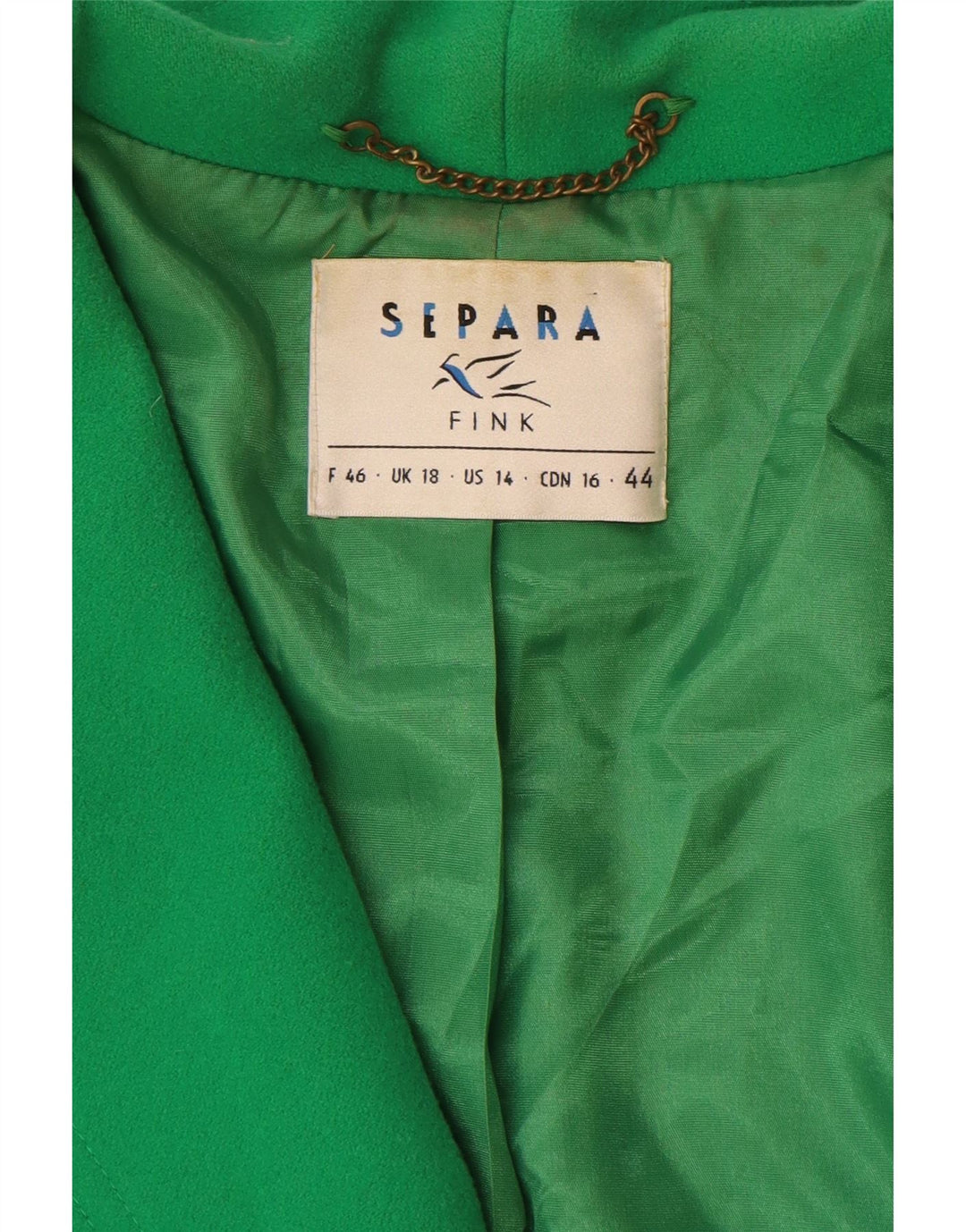 Separa Fink Veste Blazer 1 Bouton pour Femme UK 18 XL Laine Verte