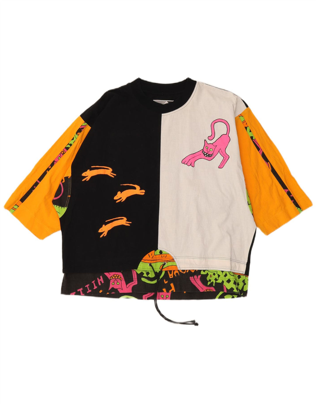 BENGER Haut graphique pour femme à manches 3/4 EU 38 Noir moyen Colourblock