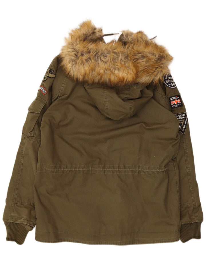 Superdry Parka à capuche pour homme UK 38 en coton kaki moyen