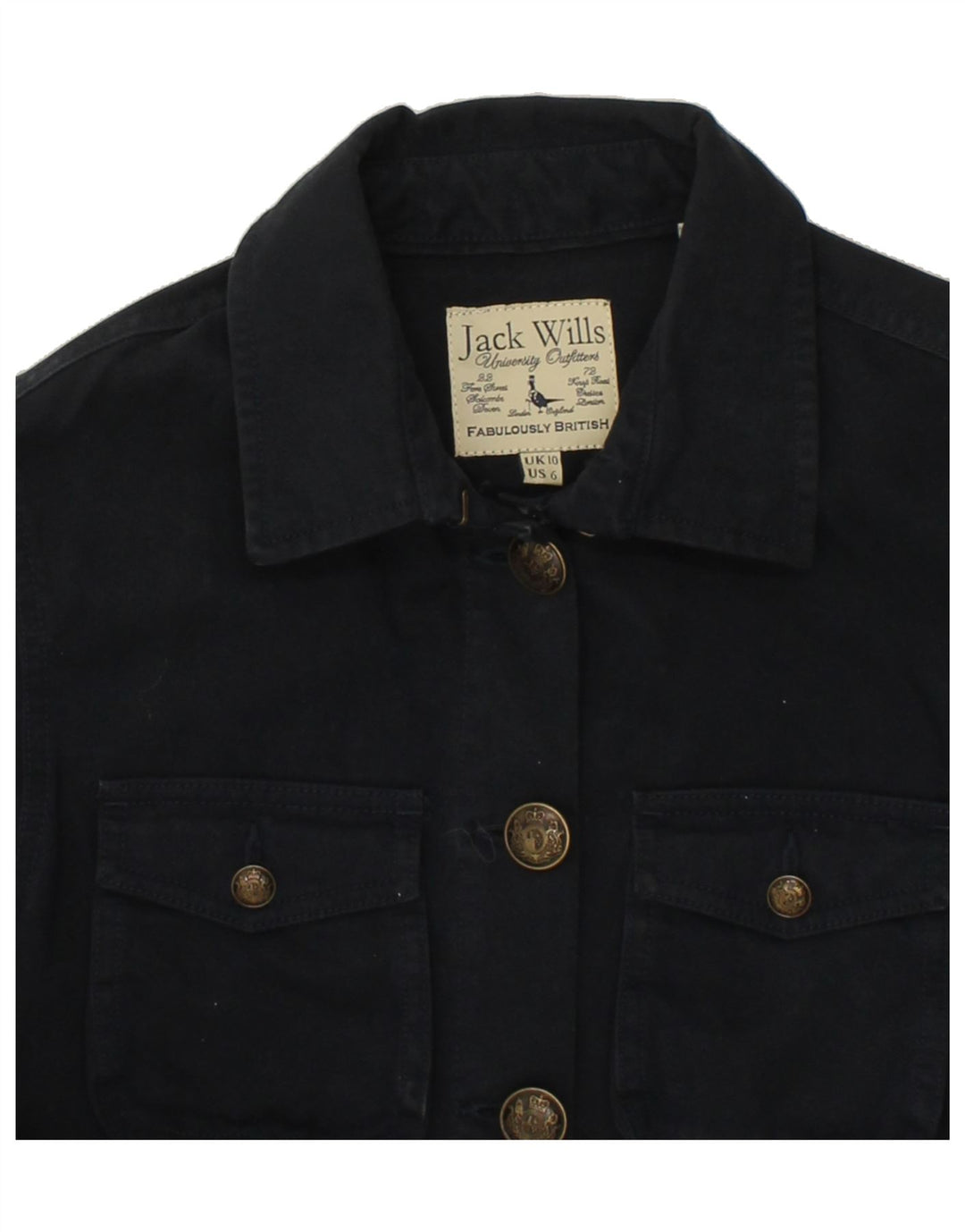 JACK WILLS Womens Utility Jacket UK 10 Small Navy Blue Cotton Vintage Jack Wills and Second-Hand Jack Wills from Messina Hembry 