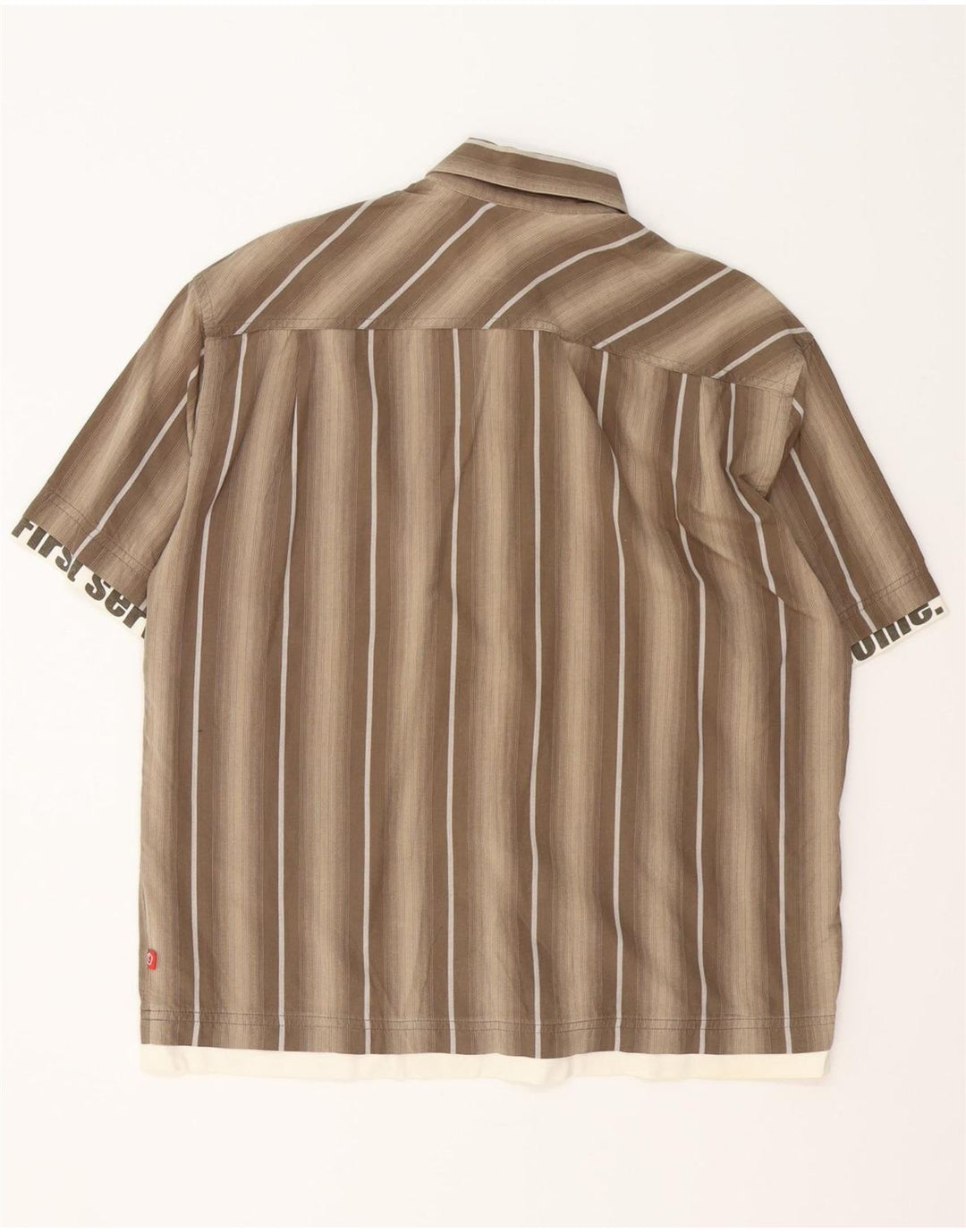 S.OLIVER Chemise graphique à manches courtes pour homme en coton rayé marron moyen