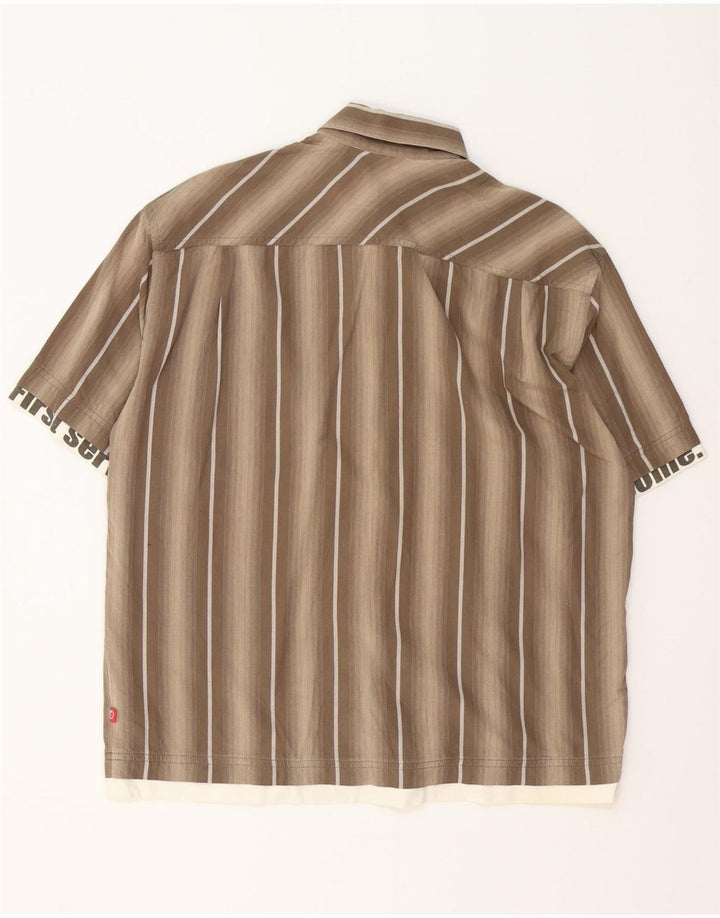 S.OLIVER Chemise graphique à manches courtes pour homme en coton rayé marron moyen